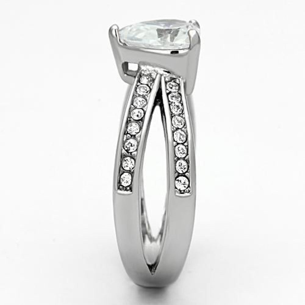 Stainless Steel Stunning Heart Shape AAA CZ Engagement Wedding Ring Band Sz 5-10